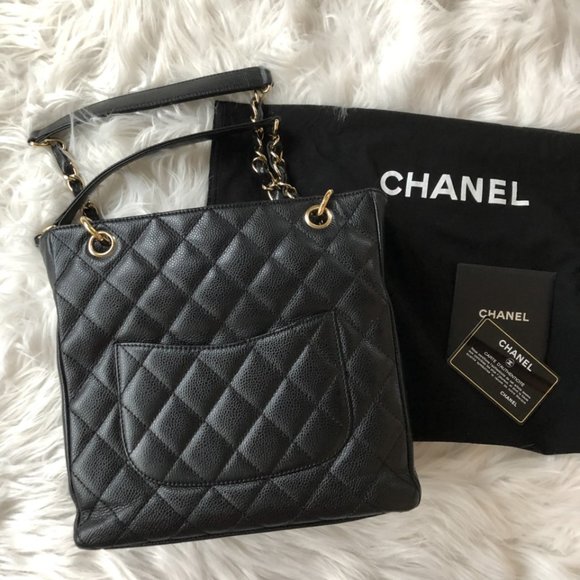 CHANEL Petit Shopping Tote Quilted Chain Shoulder - Picture 2 of 3